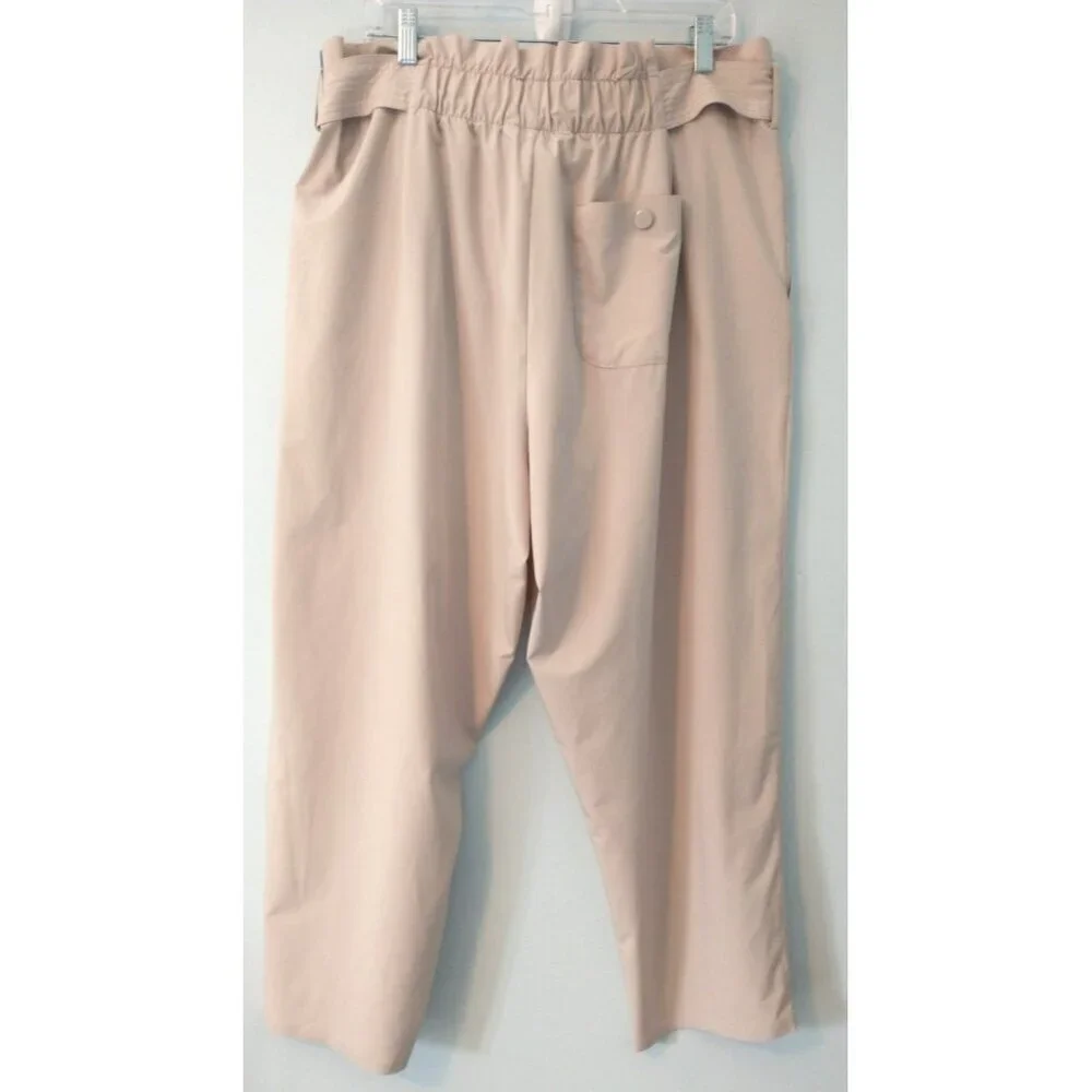 Athleta Skyline Pant II Women's Paperbag Waist Belted Beige Pockets - 18 - Picture 6 of 9